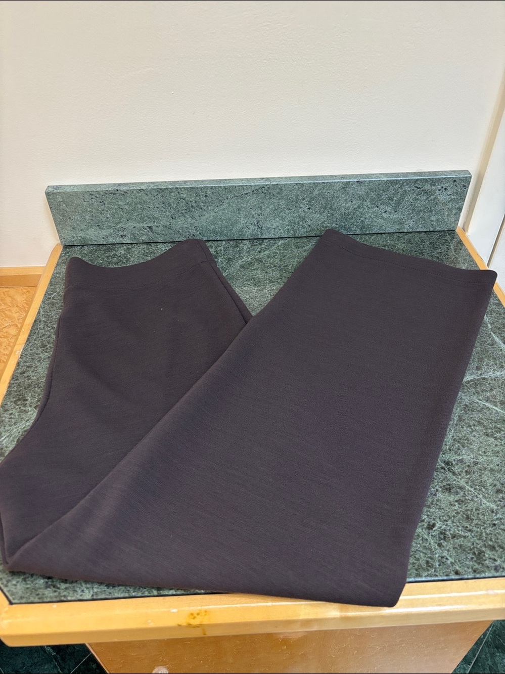 Eileen Fisher dark brown wide-leg pull-on trousers